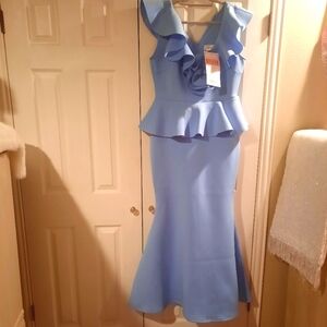Elegant Blue Ruffle Dress